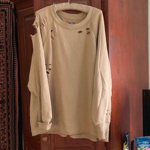 Aerie oversized distressed crew neck
